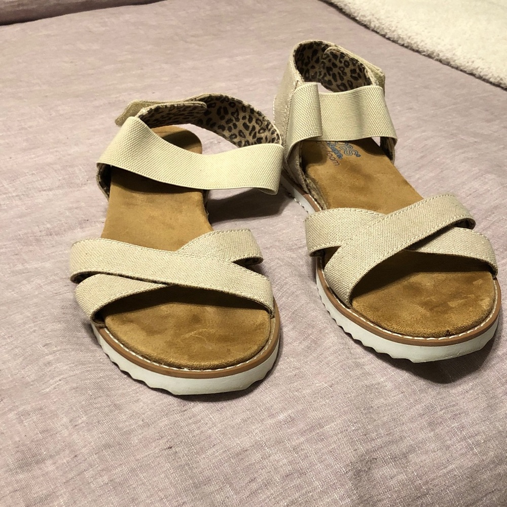 Beige Strappy Sandals with Leopard Print